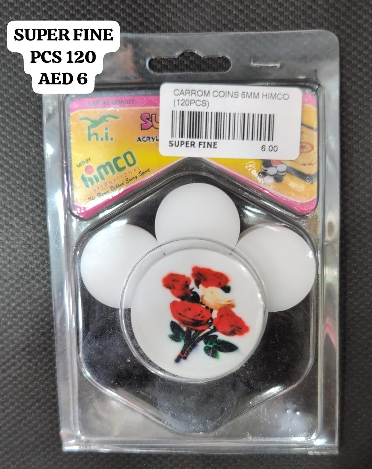 Carrom Coins 6 MM Himco (120 PCS) wholesale Dubai